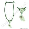 Chinese Carved Jade Flower Necklace of Joy