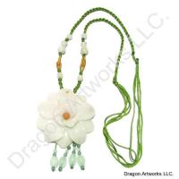 Carved Jade Flower Necklace of Longevity